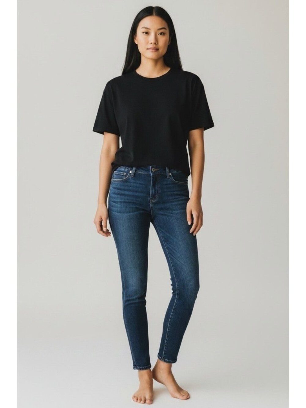 James Jeans Blue Denim High Rise The High Classic Skinny Ankle Jeans Size 27